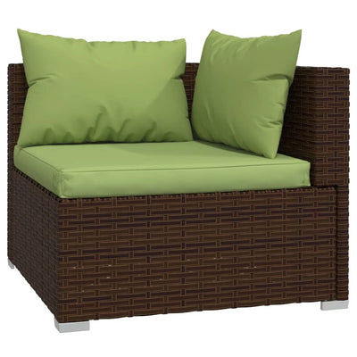 4 Piece Garden Lounge Set with Cushions Poly Rattan Brown