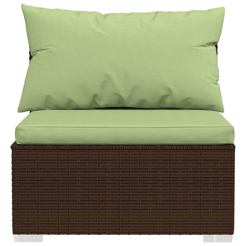 4 Piece Garden Lounge Set with Cushions Poly Rattan Brown