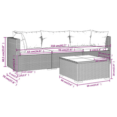 4 Piece Garden Lounge Set with Cushions Poly Rattan Grey