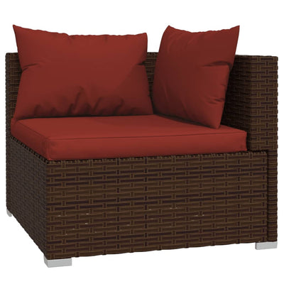 4 Piece Garden Lounge Set with Cushions Poly Rattan Brown