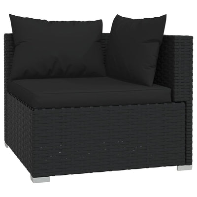 5 Piece Garden Lounge Set with Cushions Poly Rattan Black