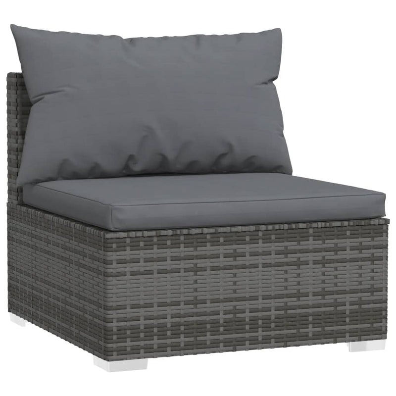 8 Piece Garden Lounge Set with Cushions Poly Rattan Grey