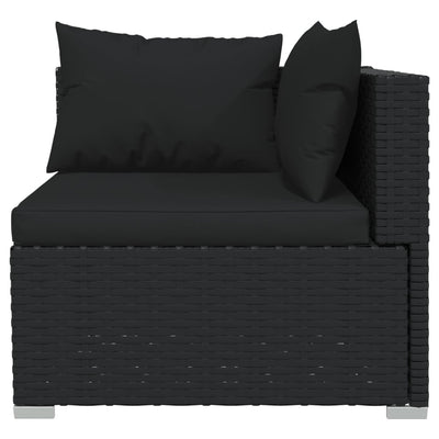 5 Piece Garden Lounge Set with Cushions Poly Rattan Black