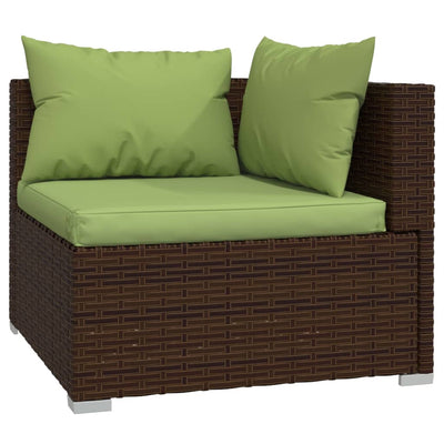 5 Piece Garden Lounge Set with Cushions Poly Rattan Brown