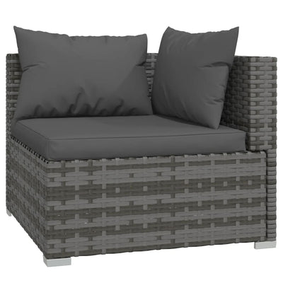 8 Piece Garden Lounge Set with Cushions Poly Rattan Grey