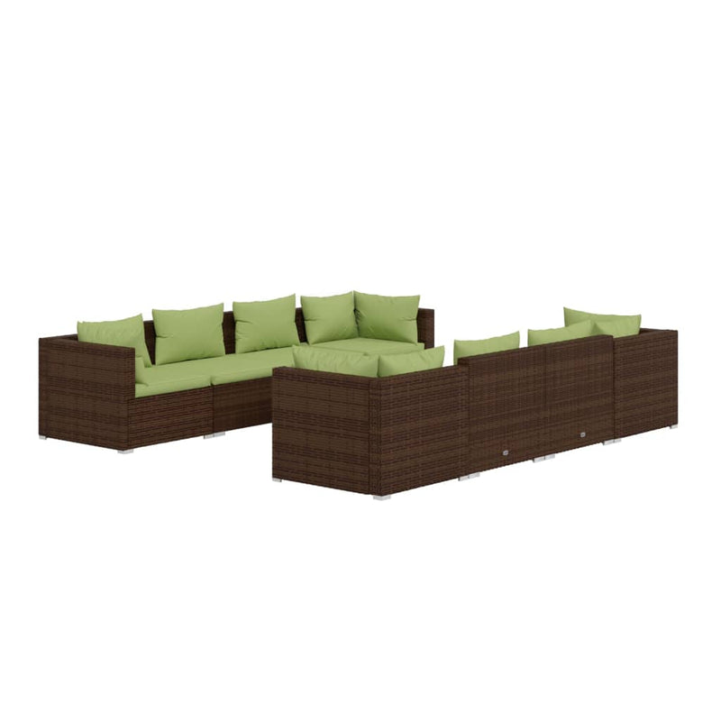 9 Piece Garden Lounge Set with Cushions Poly Rattan Brown