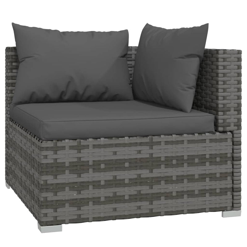 9 Piece Garden Lounge Set with Cushions Poly Rattan Grey