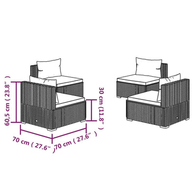 4 Piece Garden Lounge Set with Cushions Poly Rattan Grey