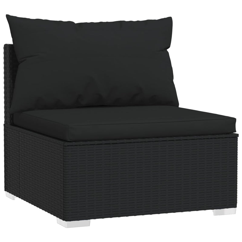 12 Piece Garden Lounge Set with Cushions Poly Rattan Black