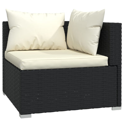 6 Piece Garden Lounge Set with Cushions Poly Rattan Black