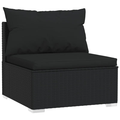 5 Piece Garden Lounge Set with Cushions Poly Rattan Black