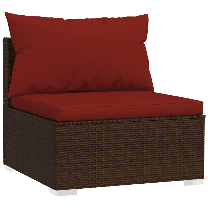 5 Piece Garden Lounge Set with Cushions Poly Rattan Brown