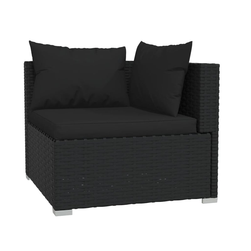 4 Piece Garden Lounge Set with Cushions Poly Rattan Black