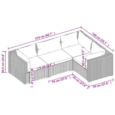 4 Piece Garden Lounge Set with Cushions Poly Rattan Black