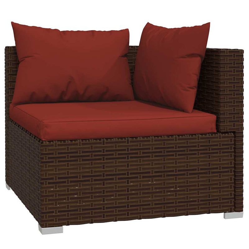 5 Piece Garden Lounge Set with Cushions Poly Rattan Brown