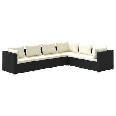 6 Piece Garden Lounge Set with Cushions Poly Rattan Black