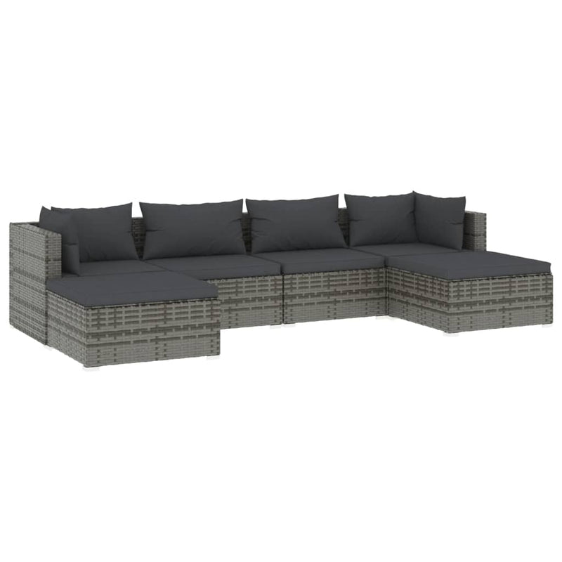 6 Piece Garden Lounge Set with Cushions Poly Rattan Grey