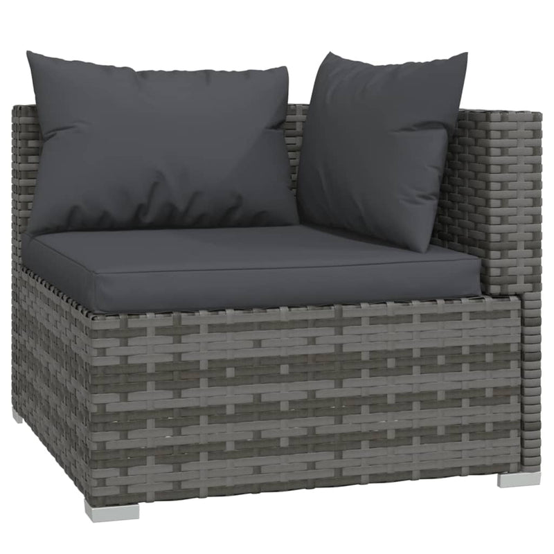 6 Piece Garden Lounge Set with Cushions Poly Rattan Grey