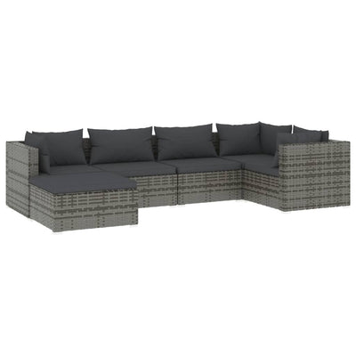 6 Piece Garden Lounge Set with Cushions Poly Rattan Grey