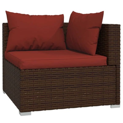 8 Piece Garden Lounge Set with Cushions Poly Rattan Brown