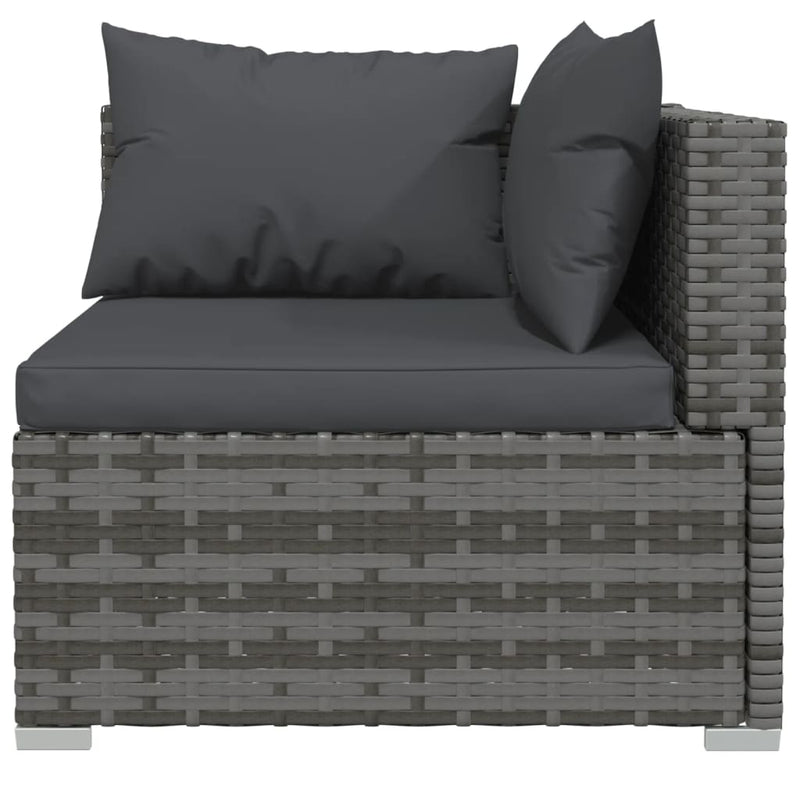 7 Piece Garden Lounge Set with Cushions Poly Rattan Grey