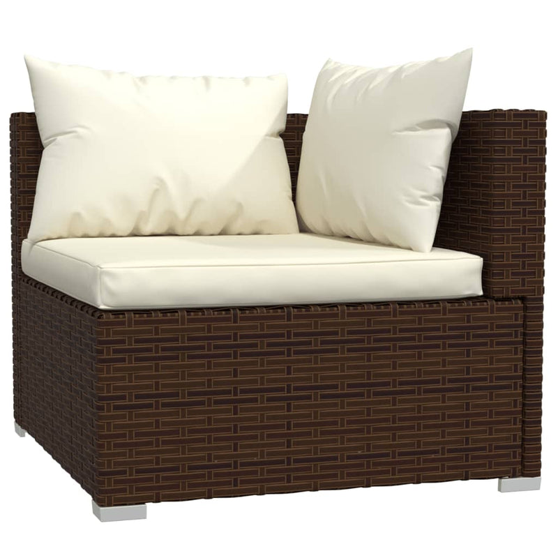 10 Piece Garden Lounge Set with Cushions Poly Rattan Brown