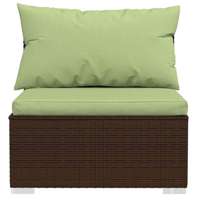 6 Piece Garden Lounge Set with Cushions Poly Rattan Brown