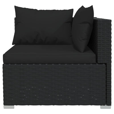 9 Piece Garden Lounge Set with Cushions Black Poly Rattan