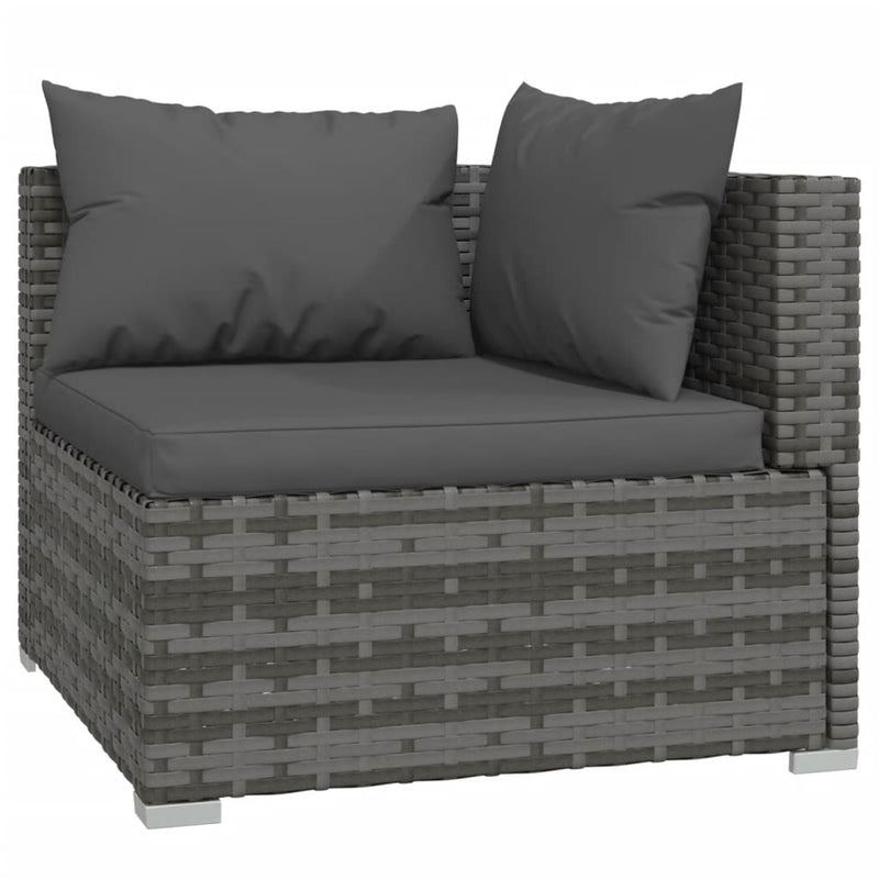 9 Piece Garden Lounge Set with Cushions Grey Poly Rattan