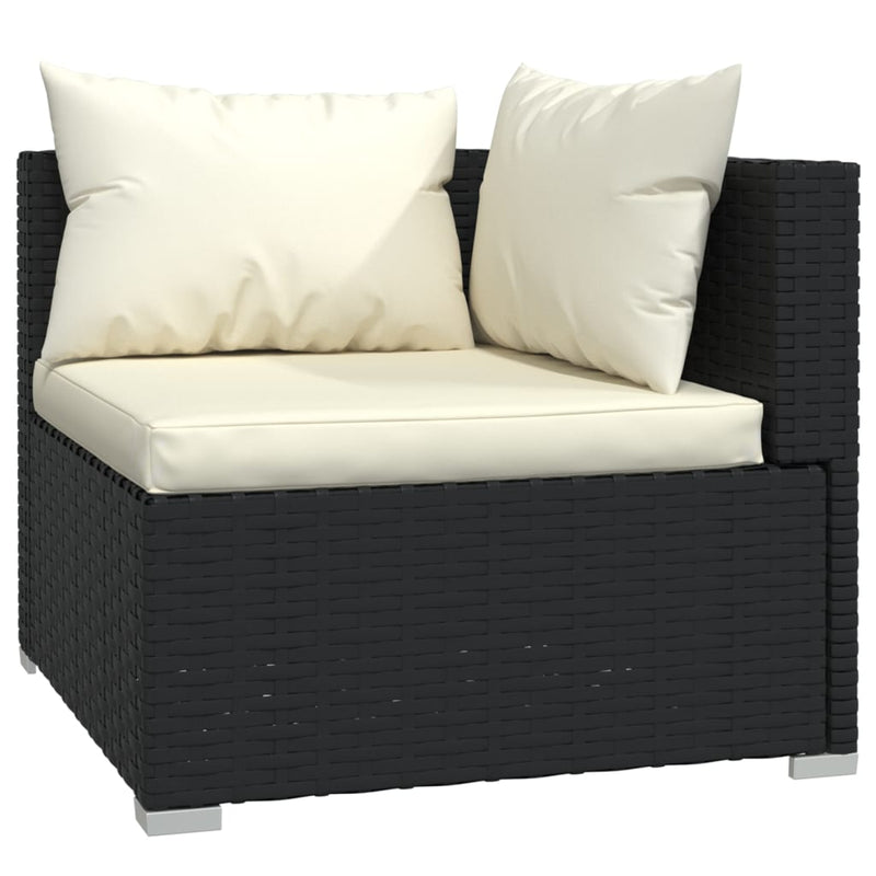 14 Piece Garden Lounge Set with Cushions Black Poly Rattan