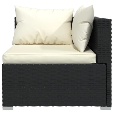 4 Piece Garden Lounge Set with Cushions Poly Rattan Black