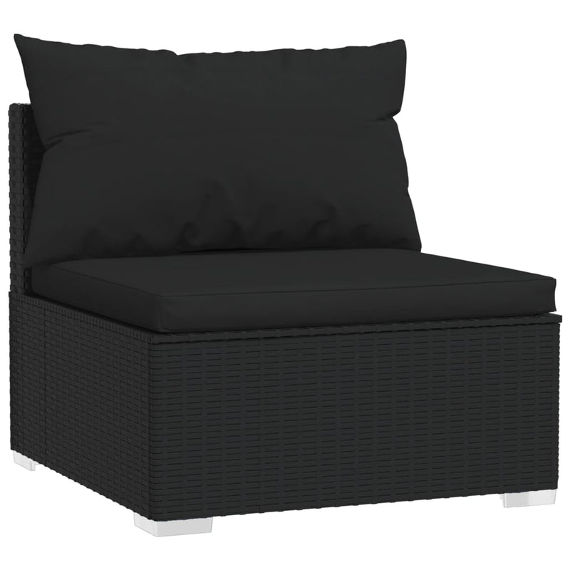 6 Piece Garden Lounge Set with Cushions Poly Rattan Black