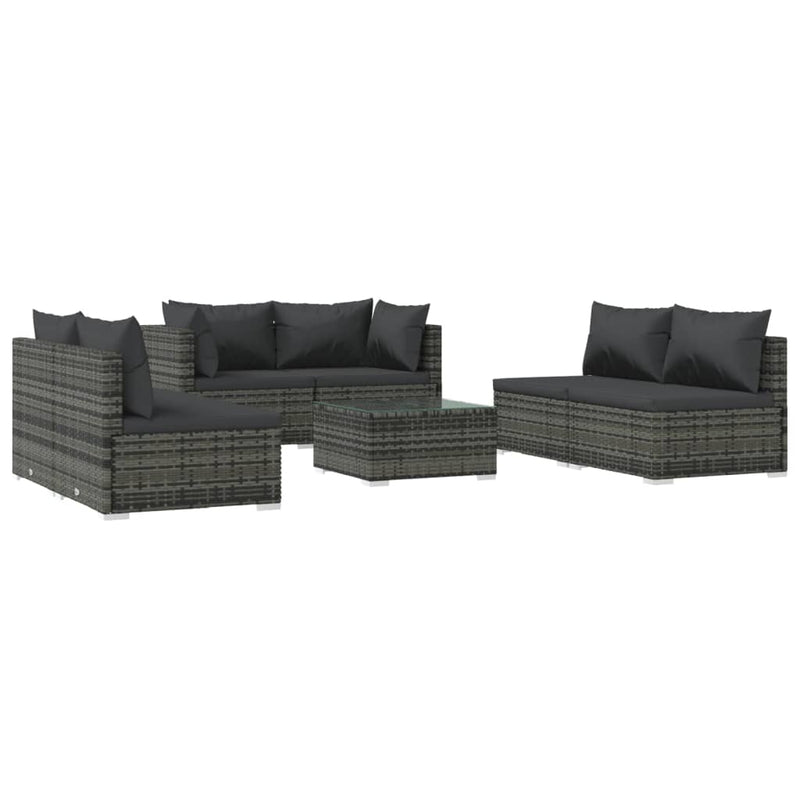 7 Piece Garden Lounge Set with Cushions Poly Rattan Grey