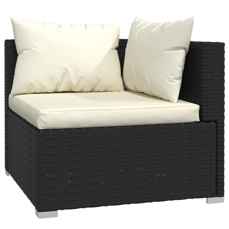 8 Piece Garden Lounge Set with Cushions Poly Rattan Black