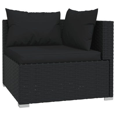 8 Piece Garden Lounge Set with Cushions Poly Rattan Black