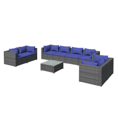 9 Piece Garden Lounge Set with Cushions Poly Rattan Grey