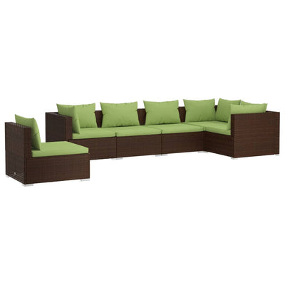 6 Piece Garden Lounge Set with Cushions Poly Rattan Brown