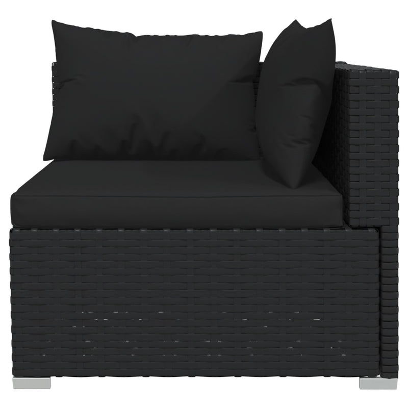 9 Piece Garden Lounge Set with Cushions Poly Rattan Black