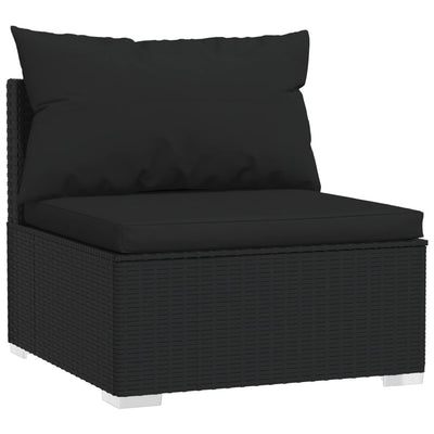 14 Piece Garden Lounge Set with Cushions Black Poly Rattan