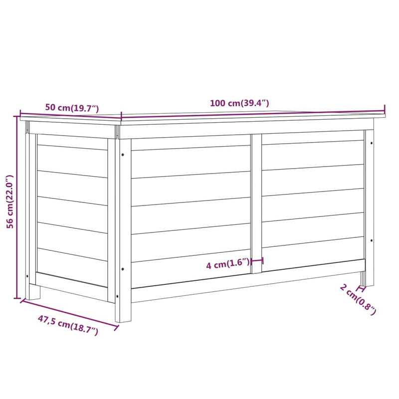 Outdoor Cushion Box White 100x50x56 cm Solid Wood Fir