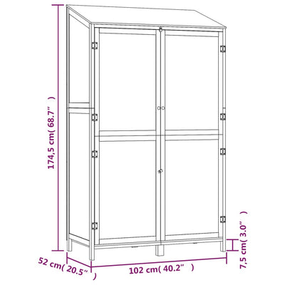 Garden Shed Anthracite 102x52x174.5 cm Solid Wood Fir