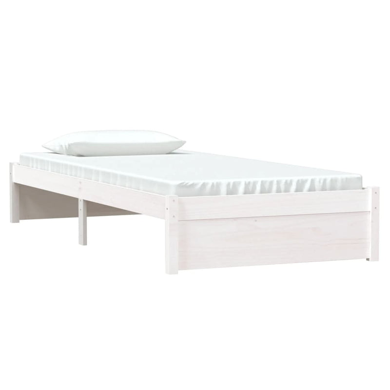 Bed Frame without Mattress White Solid Wood 90x190 cm