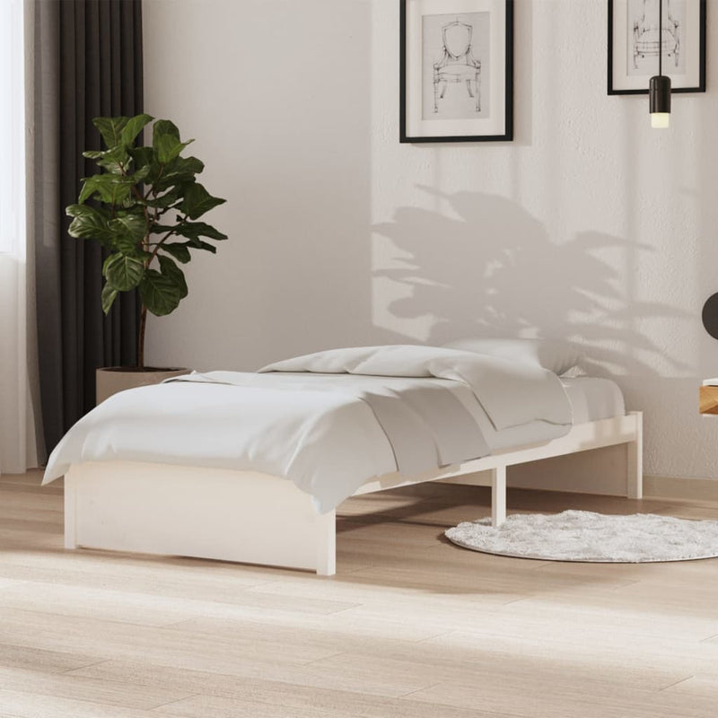 Bed Frame without Mattress White Solid Wood 90x190 cm