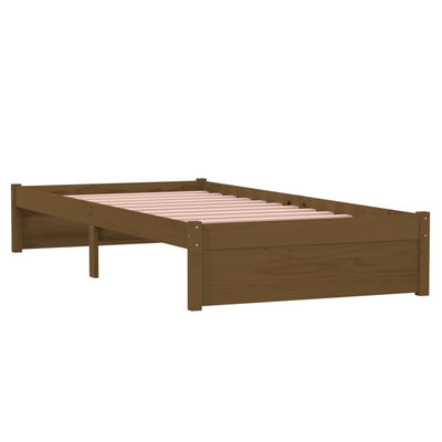 Bed Frame without Mattress Honey Brown Solid Wood 90x190 cm