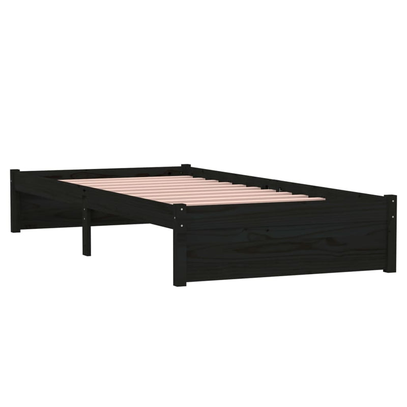 Bed Frame without Mattress Black Solid Wood 90x190 cm