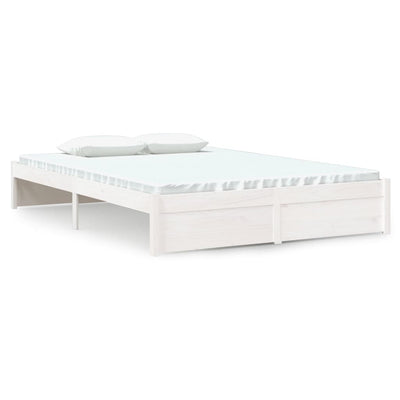 Bed Frame without Mattress White Solid Wood 135x190 cm