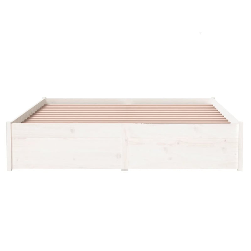 Bed Frame without Mattress White Solid Wood 135x190 cm