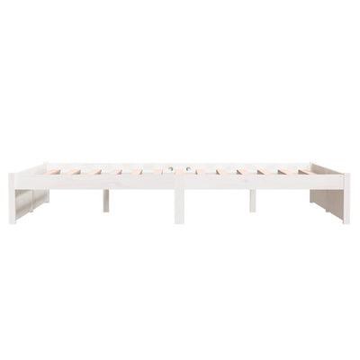 Bed Frame without Mattress White Solid Wood 135x190 cm