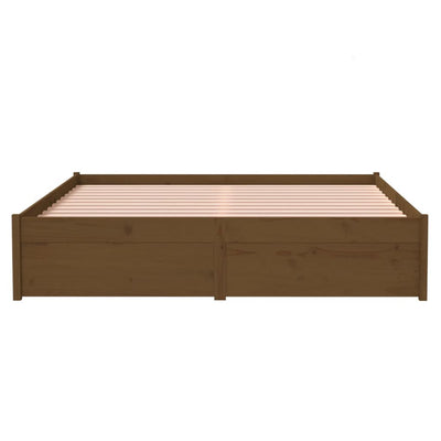 Bed Frame without Mattress Honey Brown Solid Wood 135x190 cm