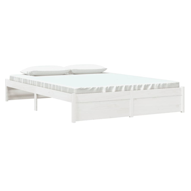 Bed Frame without Mattress White Solid Wood 150x200 cm